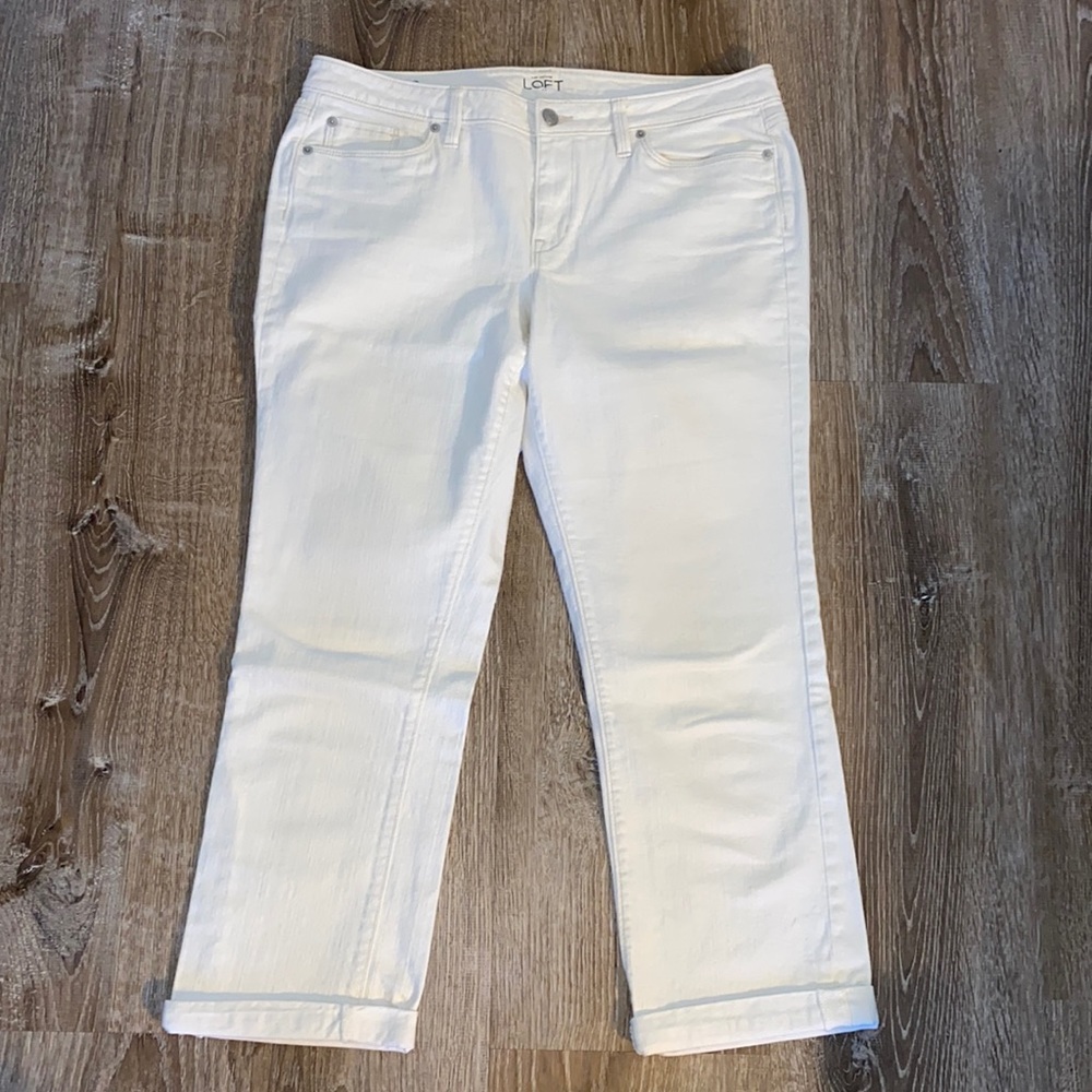 Loft modern crop jean in off white, EUC, size 12